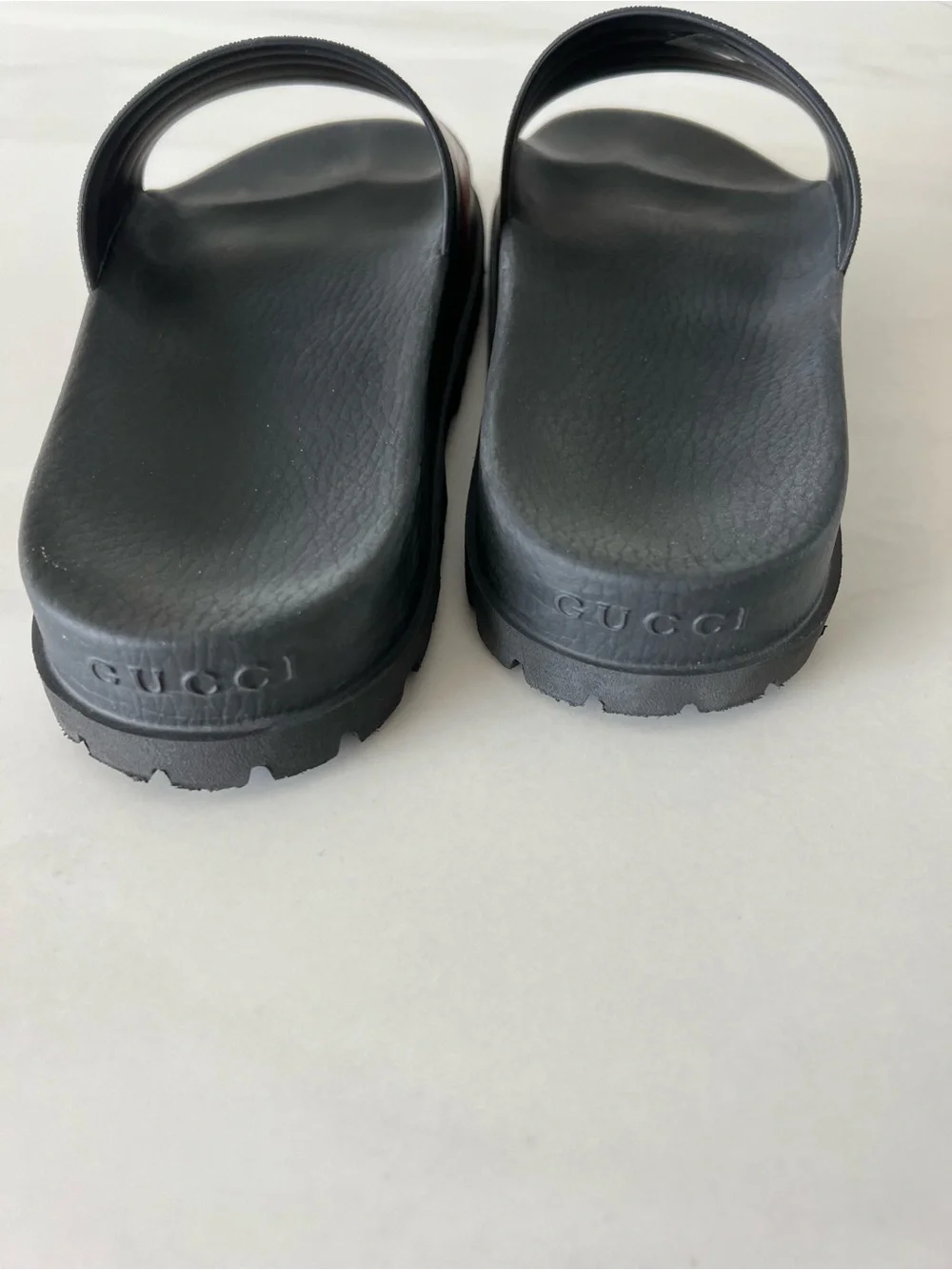 Gucci Black Slides with Red and Green Stripes